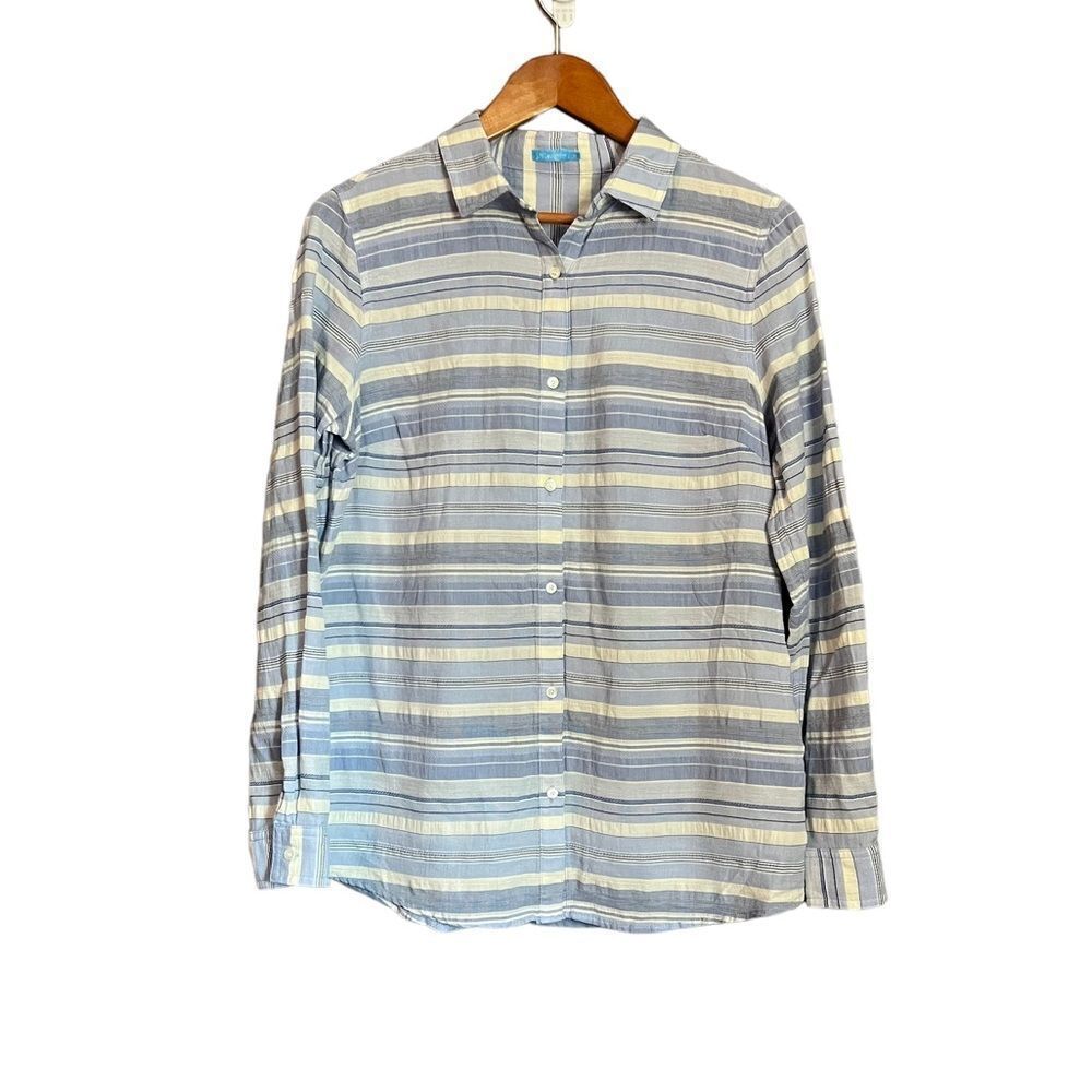 J. McLaughlin striped 100% cotton button down shirt‎
